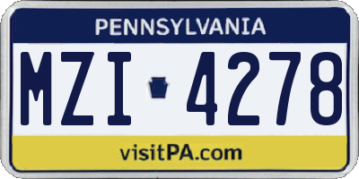 PA license plate MZI4278