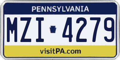 PA license plate MZI4279