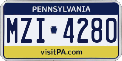 PA license plate MZI4280