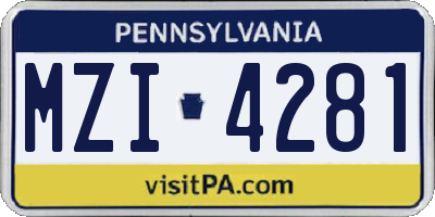 PA license plate MZI4281