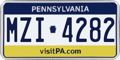 PA license plate MZI4282