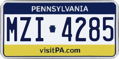 PA license plate MZI4285