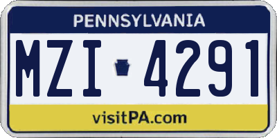 PA license plate MZI4291