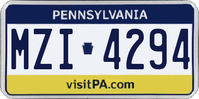PA license plate MZI4294
