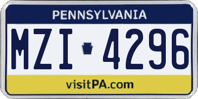 PA license plate MZI4296