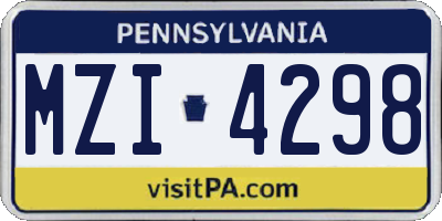 PA license plate MZI4298