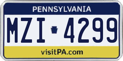 PA license plate MZI4299
