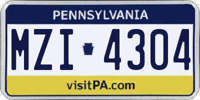 PA license plate MZI4304