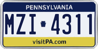 PA license plate MZI4311