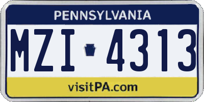 PA license plate MZI4313