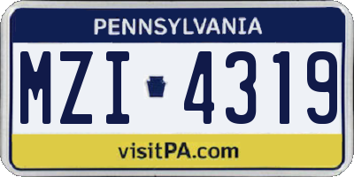 PA license plate MZI4319
