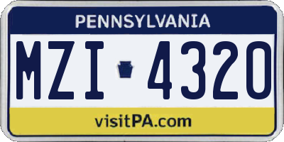 PA license plate MZI4320
