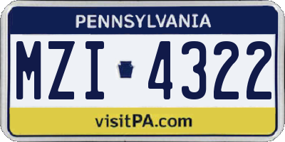 PA license plate MZI4322