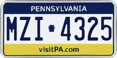 PA license plate MZI4325
