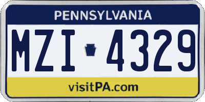 PA license plate MZI4329