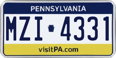 PA license plate MZI4331