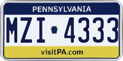 PA license plate MZI4333