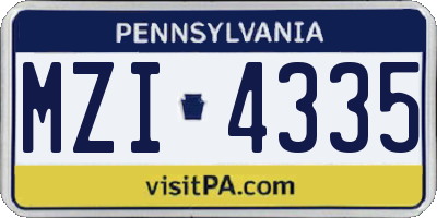 PA license plate MZI4335