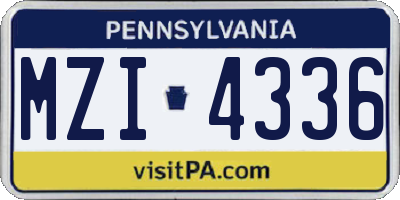 PA license plate MZI4336