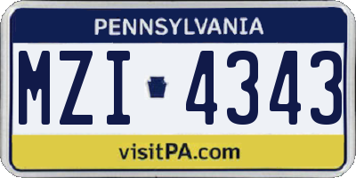 PA license plate MZI4343