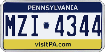 PA license plate MZI4344