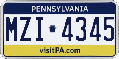 PA license plate MZI4345