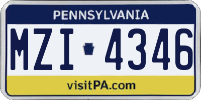 PA license plate MZI4346