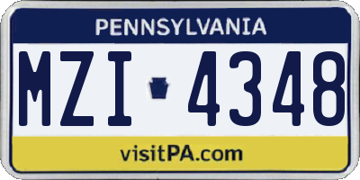 PA license plate MZI4348