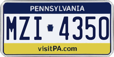PA license plate MZI4350