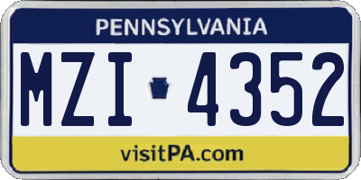 PA license plate MZI4352