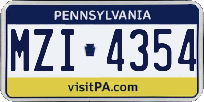 PA license plate MZI4354