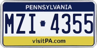 PA license plate MZI4355