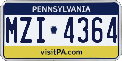 PA license plate MZI4364