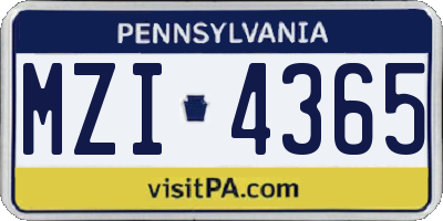 PA license plate MZI4365