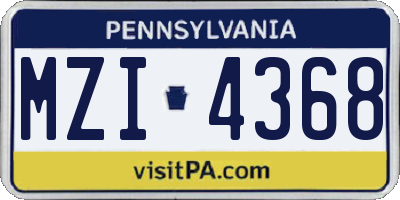 PA license plate MZI4368