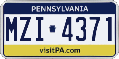 PA license plate MZI4371