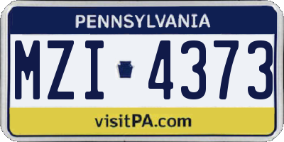 PA license plate MZI4373