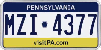 PA license plate MZI4377