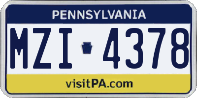 PA license plate MZI4378
