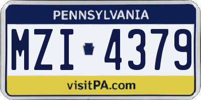 PA license plate MZI4379