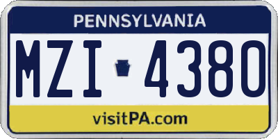 PA license plate MZI4380