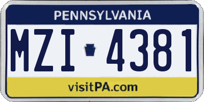 PA license plate MZI4381