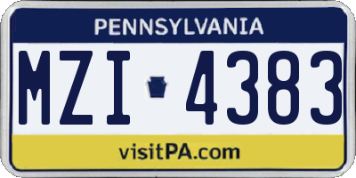 PA license plate MZI4383