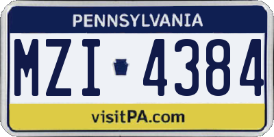 PA license plate MZI4384
