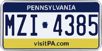 PA license plate MZI4385