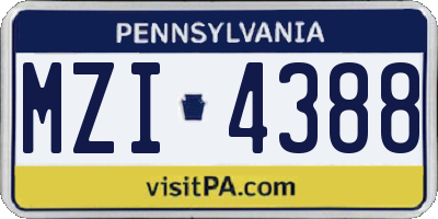 PA license plate MZI4388