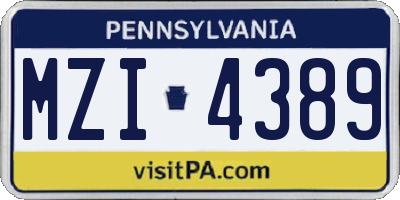 PA license plate MZI4389
