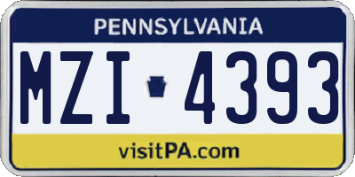PA license plate MZI4393