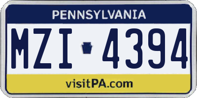 PA license plate MZI4394