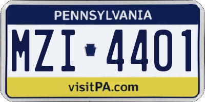 PA license plate MZI4401